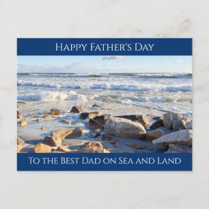 Carte Postale Photo Ocean Waves Best Dad Navy Blue