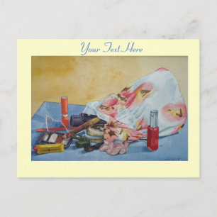 Carte Postale photo originale de vie morte du sac maquillage vin
