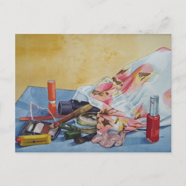 Carte Postale photo originale de vie morte du sac maquillage vin (Devant)