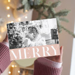 Carte Postale Photo Pastel Pink Merry & Family | Joyeux Fêtes<br><div class="desc">Photo Pastel Pink Merry & Family | Joyeux Fêtes</div>