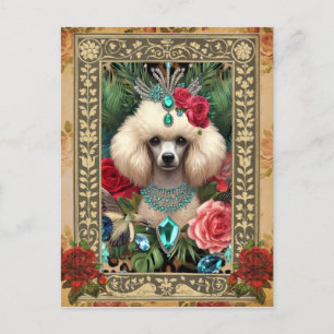Carte postale photo personnalisable - Caniche blan