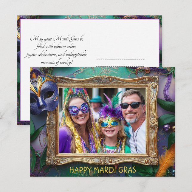 Carte Postale Photo personnalisée Cadre Mardi Gras Chaos (Devant / Derrière)