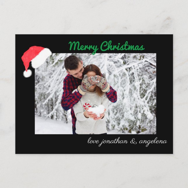 Carte Postale Photo personnalisée de Santa Hat & Deer (Devant)