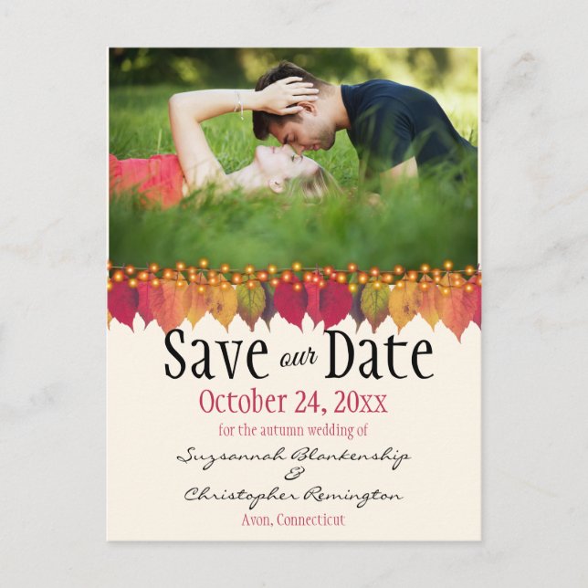 Carte Postale Photo Personnalisée Enregistrer La Date De L'Autom (Devant)