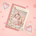 Carte Postale Photo personnalisée Fille Faire-part de naissance<br><div class="desc">Aquarelle douce fleurs dessinées à la main en roses,  pêches et couleurs neutres avec des vignes d'emballage pour accentuer votre photo bébé préférée. Parfait pour le faire-part de naissance pour votre nouvelle petite fille.</div>