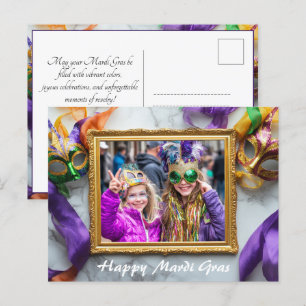Carte Postale Photo personnalisée 💚 💜 💛 Mardi Gras Magie