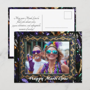 Carte Postale Photo personnalisée 💚 💜 💛 Mardi Gras Magie