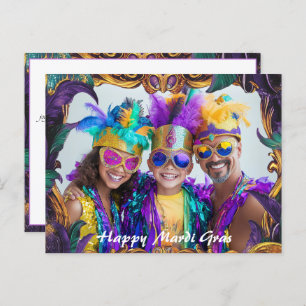 Carte Postale Photo personnalisée 💚 💜 💛 Mardi Gras Magie