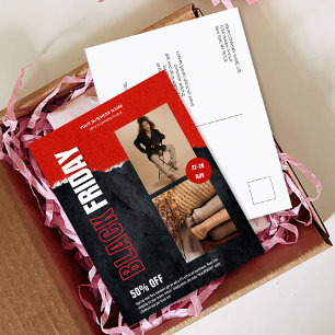 Carte Postale Photo personnalisée Rouge Black Vendredi Promo pro