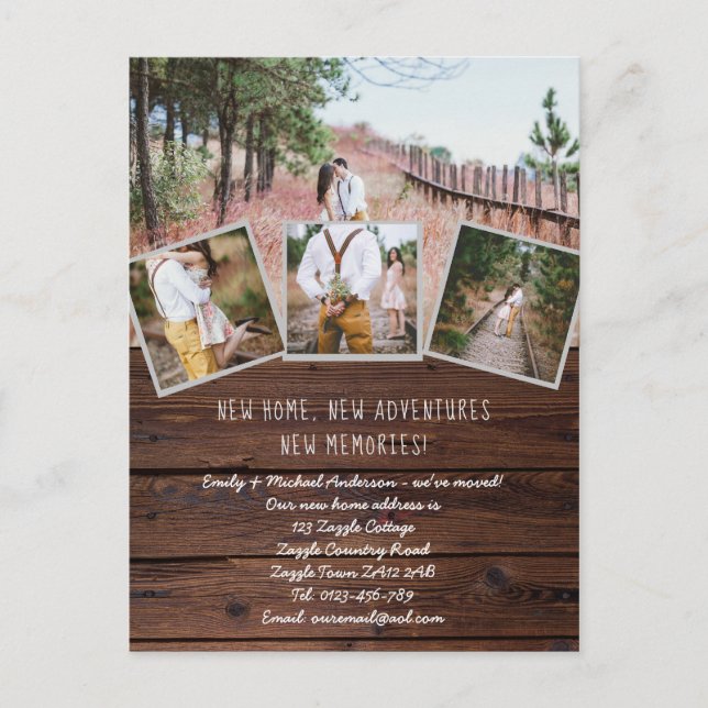 Carte Postale Photo rustique Nouveau domicile Nous avons déménag (Devant)