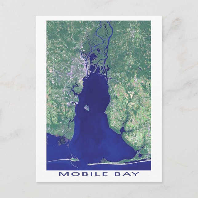 Carte Postale Photo satellite de Mobile Bay Alabama (Devant)