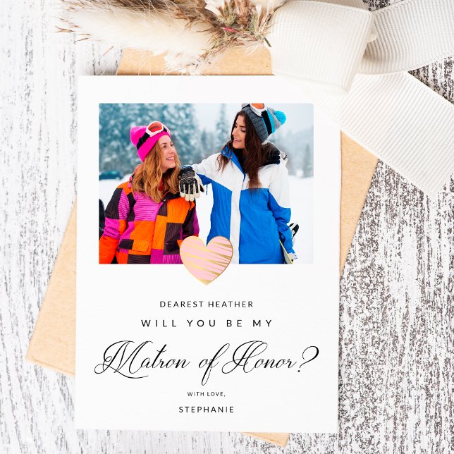 Carte Postale Photo Serez-vous ma mère d'honneur Coeur rose (Créateur téléchargé)