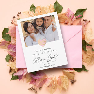 Carte Postale Photo Serez-Vous Notre Fille Fleur Coeur Rose