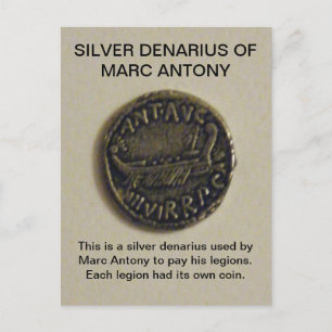 Carte postale photo Silver Denarius de MARC ANTONY