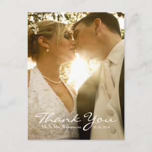 Carte Postale Photo simple Mariage Merci note  