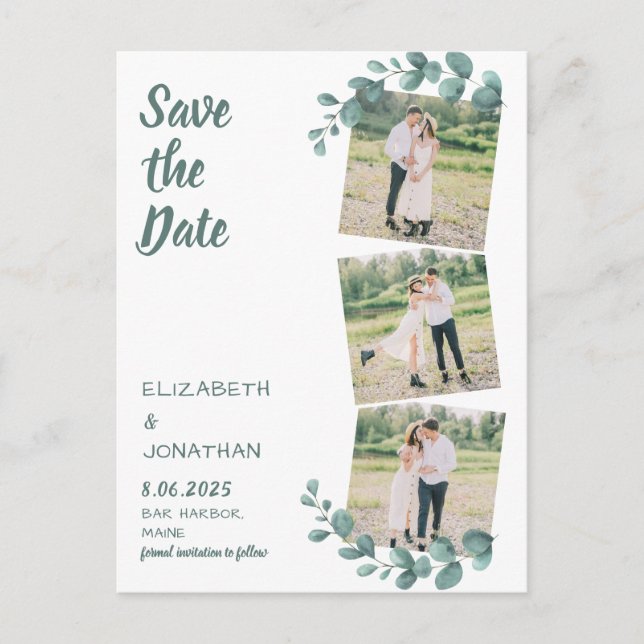 Carte Postale Photo Verdure Eucalyptus Mariage Enregistrer La Da (Devant)