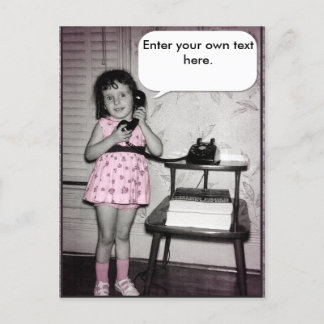 Carte Postale Photo vintage de la fille au téléphone Texte perso