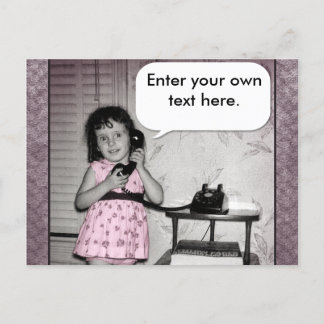 Carte Postale Photo vintage de la fille au téléphone Texte perso