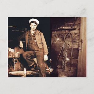Carte Postale Photo Vintage jeune mécanicien