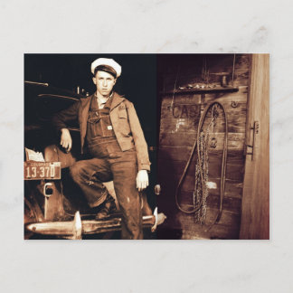 Carte Postale Photo Vintage jeune mécanicien