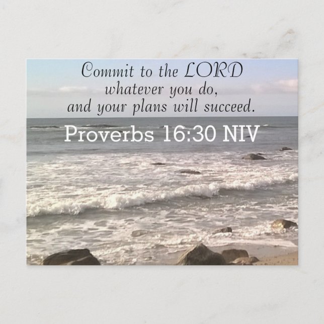 Carte Postale Photo Wavy Ocean Shore Proverbes Bible Verse Sea (Devant)
