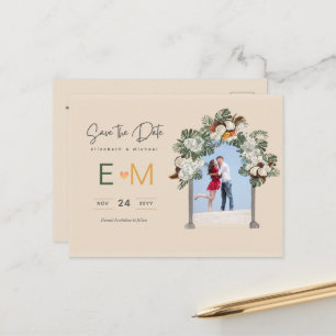 Carte Postale Photo Wedding Save Date Terracotta Fall Floral