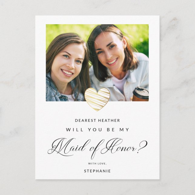 Carte Postale Photo Will You Be My Maid of Honor White Heart (Devant)