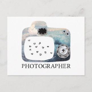 Carte Postale Photographe Coeurs de caméra nuageuse