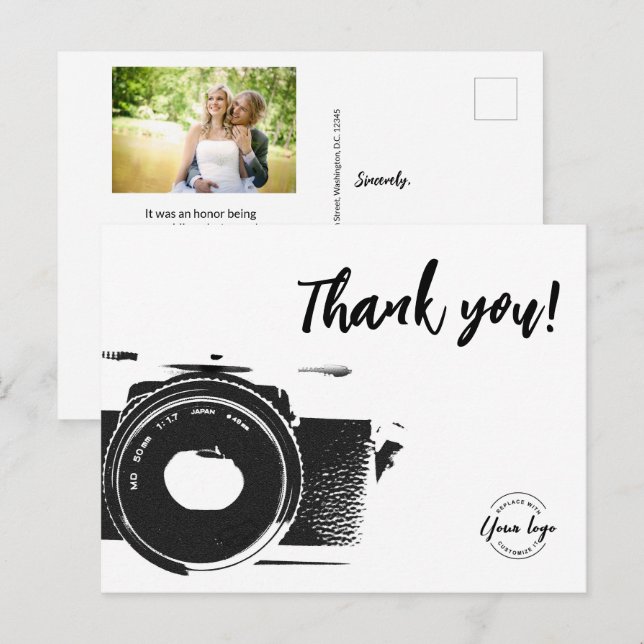 Carte Postale Photographe de mariage logo personnalisé Photo (Devant / Derrière)