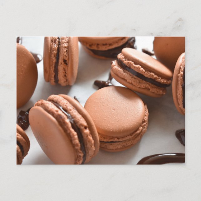 Carte Postale Photographie alimentaire Chocolat Macaron Pâtisser (Devant)