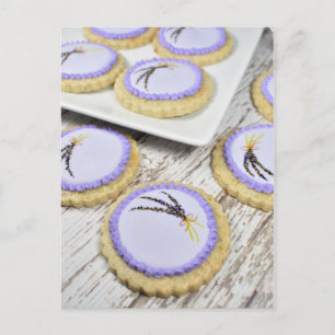 Carte Postale Photographie alimentaire Lavande Pain court Cookie
