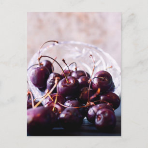 Carte Postale Photographie de Cerises Rouges Fraîches
