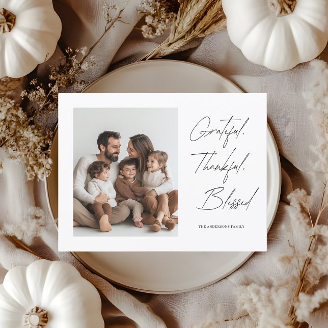 Carte Postale Photographie de famille minimaliste pour Thanksgiv (Créateur téléchargé)
