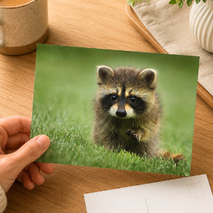 Carte Postale Photographie de faune de bébé raton laveur mignon