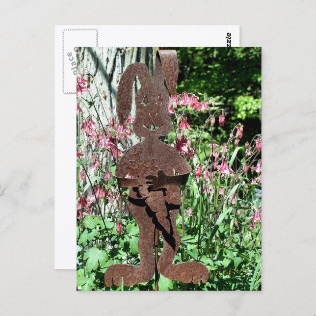 Carte Postale Photographie de jardin de fleurs de lapin rouillé (Devant / Derrière)