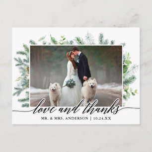 Carte Postale Photographie de mariage de Noël en calligraphie et