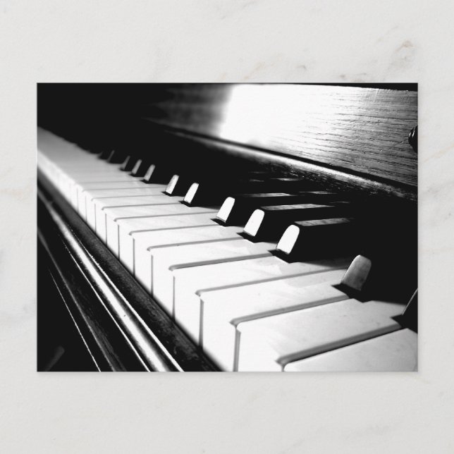 Carte Postale Photographie de piano noir et blanc classique (Devant)