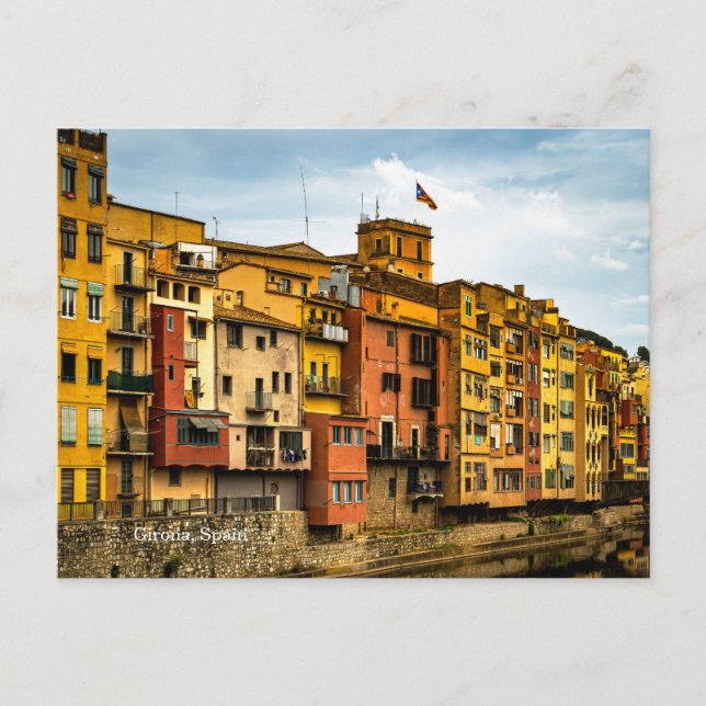 Carte Postale Photographie de réflexion de la rivière de Gérone  (Devant)