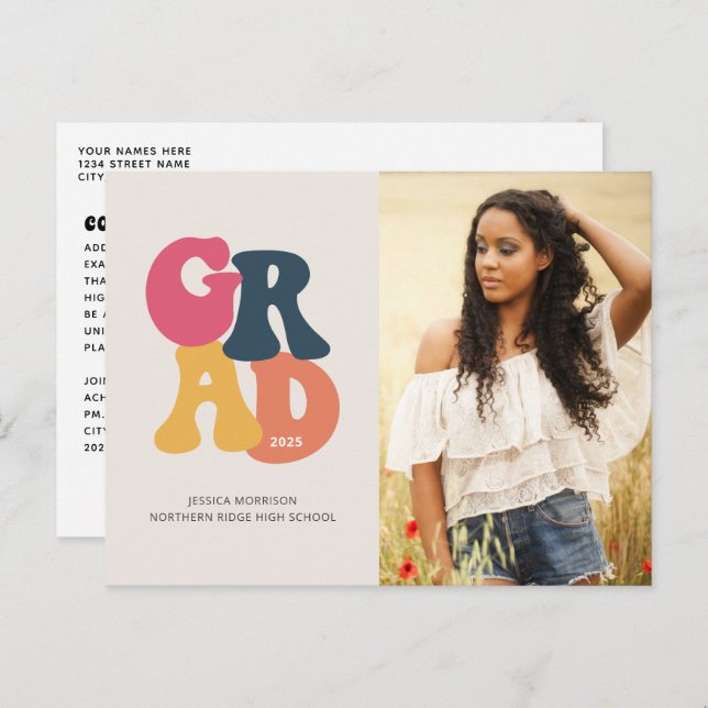 Carte Postale Photographie de typographie vintage des années 197 (Devant / Derrière)