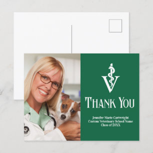 Carte Postale Photographie de Vétérinaire Vert Merci Personnalis