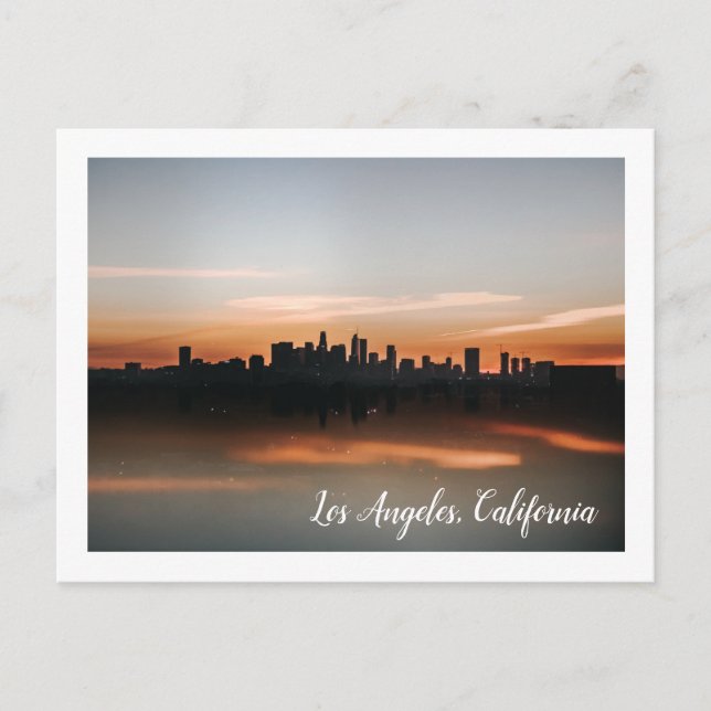 Carte Postale Photographie Skyline de Los Angeles au coucher du  (Devant)