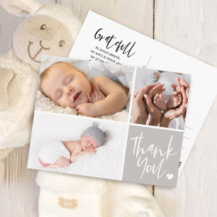Carte Postale Photos d'annonce de naissance avec remerciements m