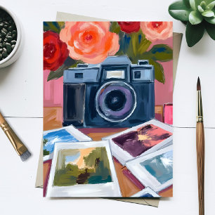 Carte Postale Photos d'appareil photo rétro Peinture aquarelle n