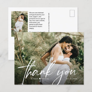 Carte Postale Photos de mariage avec lettrage à la main stylé