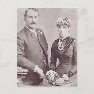 Carte Postale Photos de mariée et de chambre romantique vintage