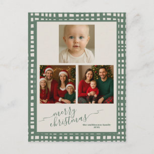 Carte Postale Photos de Noël au vert sauge avec Poinsettia