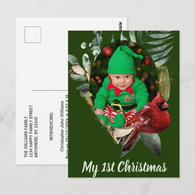 Carte Postale Photos de Noël pour bébé d'hiver Pos (Devant / Derrière)