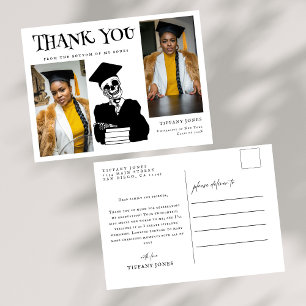 Carte Postale Photos de script moderne Skeleton Graduation Merci