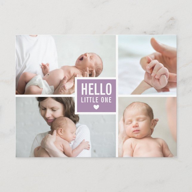 Carte Postale Photos modernes Hello et Faire-part de naissance (Devant)