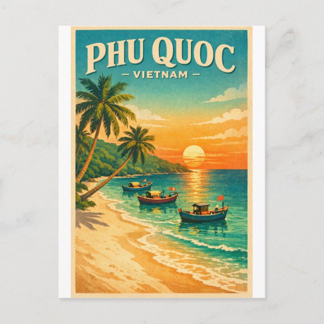 Carte Postale Phu Quoc Island, Vietnam retro travel (Devant)